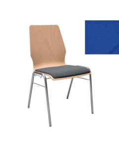 Stapelstuhl Domo, Sitz gepolstert, Stoff extra abriebfest Blau | Gestell Chrom, B-Ware